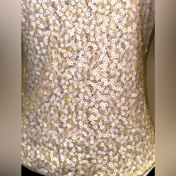 EXPRESS Ivory White Sequin Semi Cropped Tank Top size XS - Picture 6 of 9